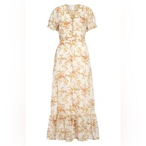 Leith Floral Maxi Dress in Cream and Orange